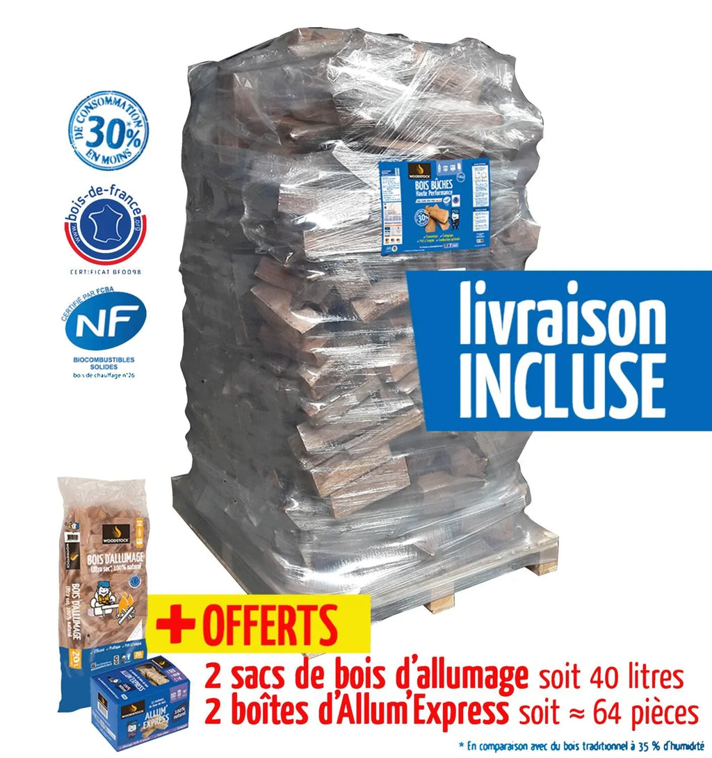 2 Brennholz-Packs für Holzofen – 2000 dm³, Scheite 40 cm – WOODSTOCK