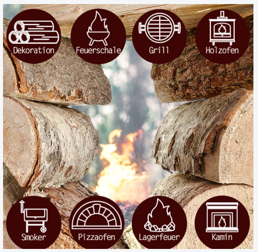 Gemischtes Brennholz 5 – 500 kg Buche, Eiche, Birke, Kiefer, Fichte – Feuerholz für Öfen und Kamine, Grill – Scheitlänge 25 cm, ofengetrocknet – FlameUp