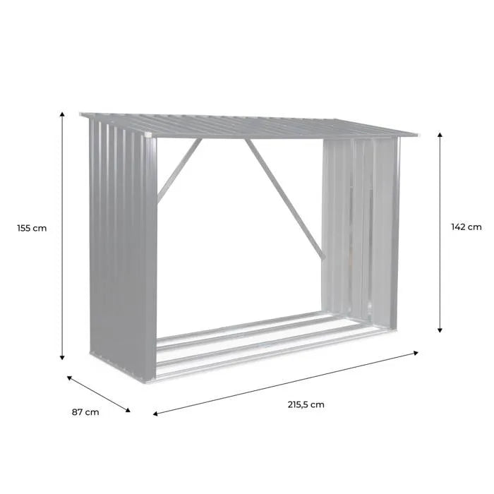 SWEEEK Metall-Brennholzunterstand 80 x 215 x 155 cm, anthrazitgrau